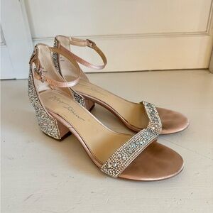 Betsey Johnson Hannah sparkly rhinestone strappy heels size 8